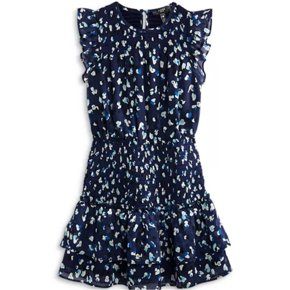 Aqua Girls Speckle Flutter Smocked Dress, Girls sz L